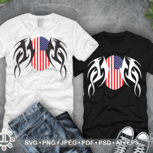 American Flag Military Tag Style with Tribal Wings SVG Graphic Design Digital Download