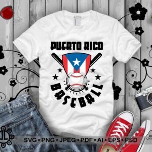 Puerto Rico Baseball Flag Stars Graphic Tee Digital Download